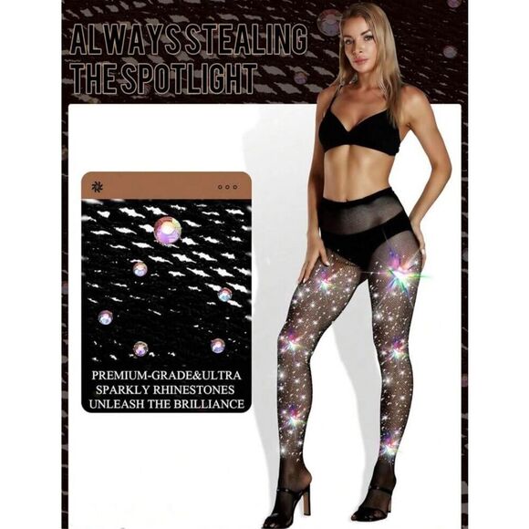 Black Bling Sparkle Tights - Picture 3 of 4